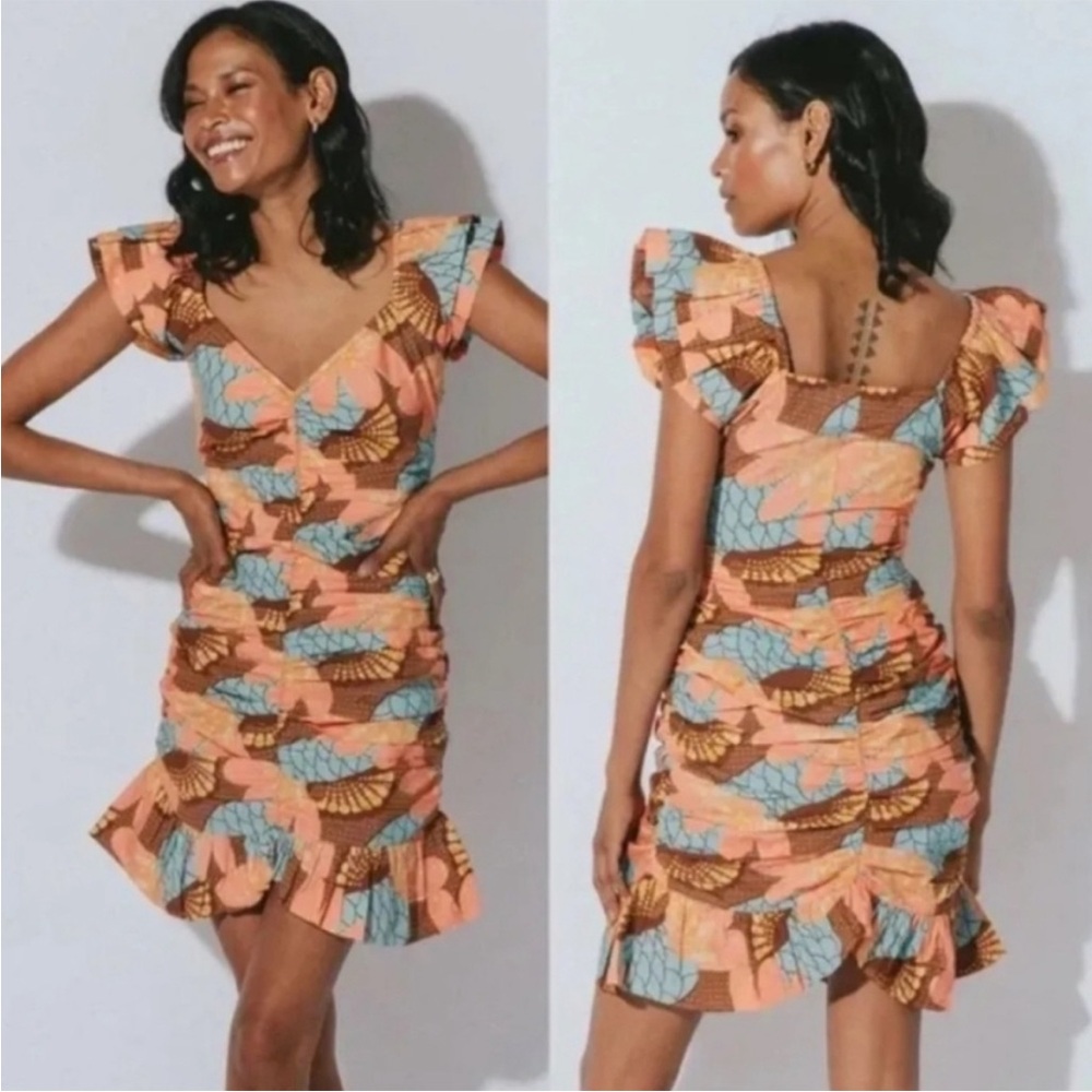 NWT Cleobella Tiana Ruched Mini Dress 100% Cotton Size XS